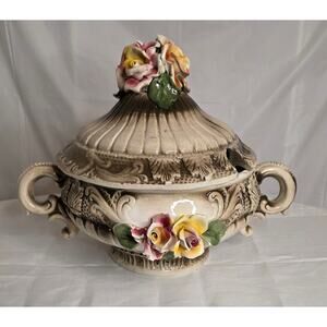 Vintage (possibly antique) Capodimonte Covered Tureen Soup Bowl & Lid